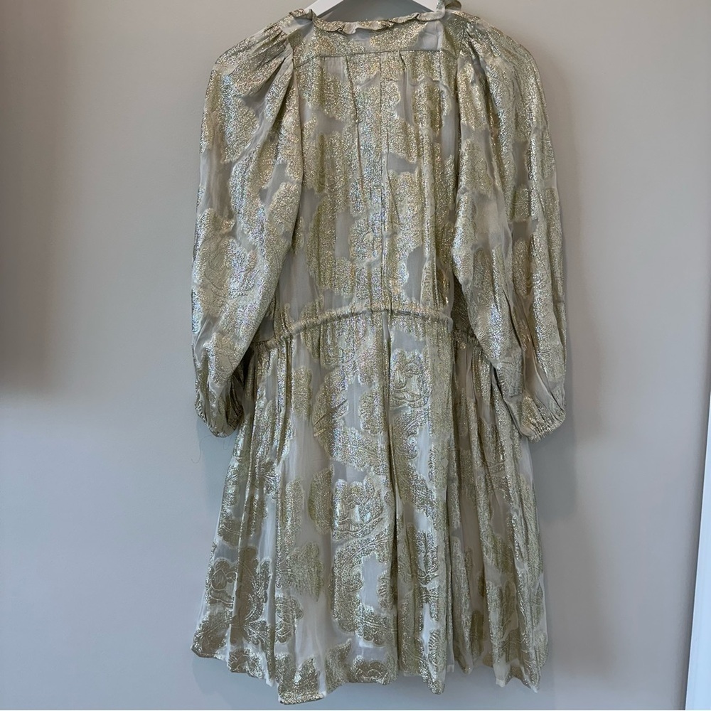 Vita Grace Marcella Lurex Tie Waist Dress Metallic Gold Bridal White Wedding - Picture 9 of 11